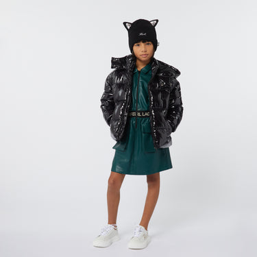 KARL LAGERFELD Vestido para niña con cinturon y cierre verde